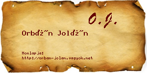 Orbán Jolán névjegykártya