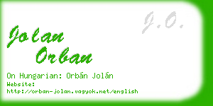 jolan orban business card